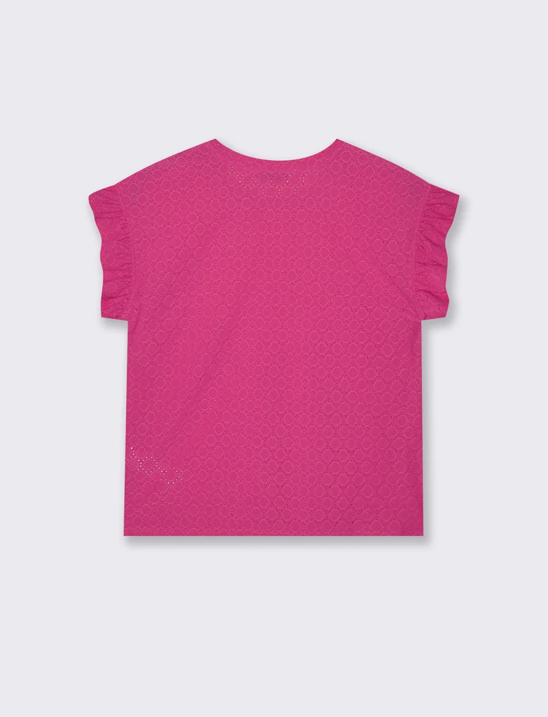 Top Rouches con Girocollo e Maniche - Fuxia