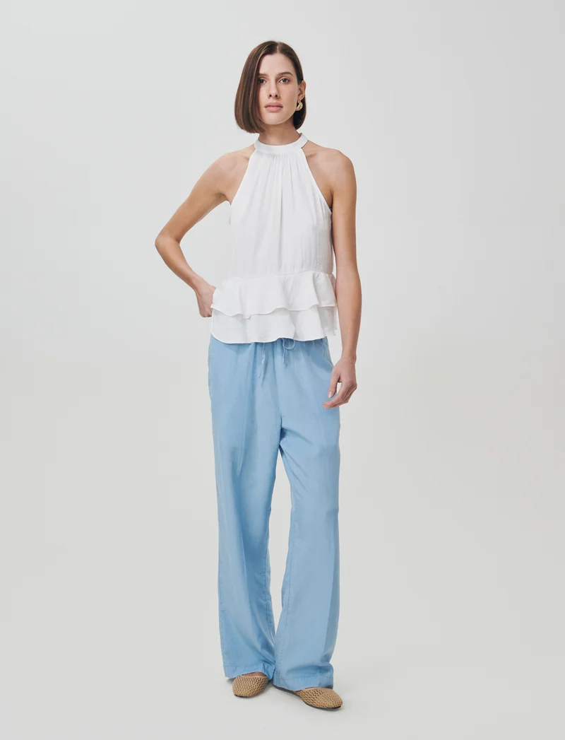 Pantalone Culotte in Lyocell con Coulisse - Denim