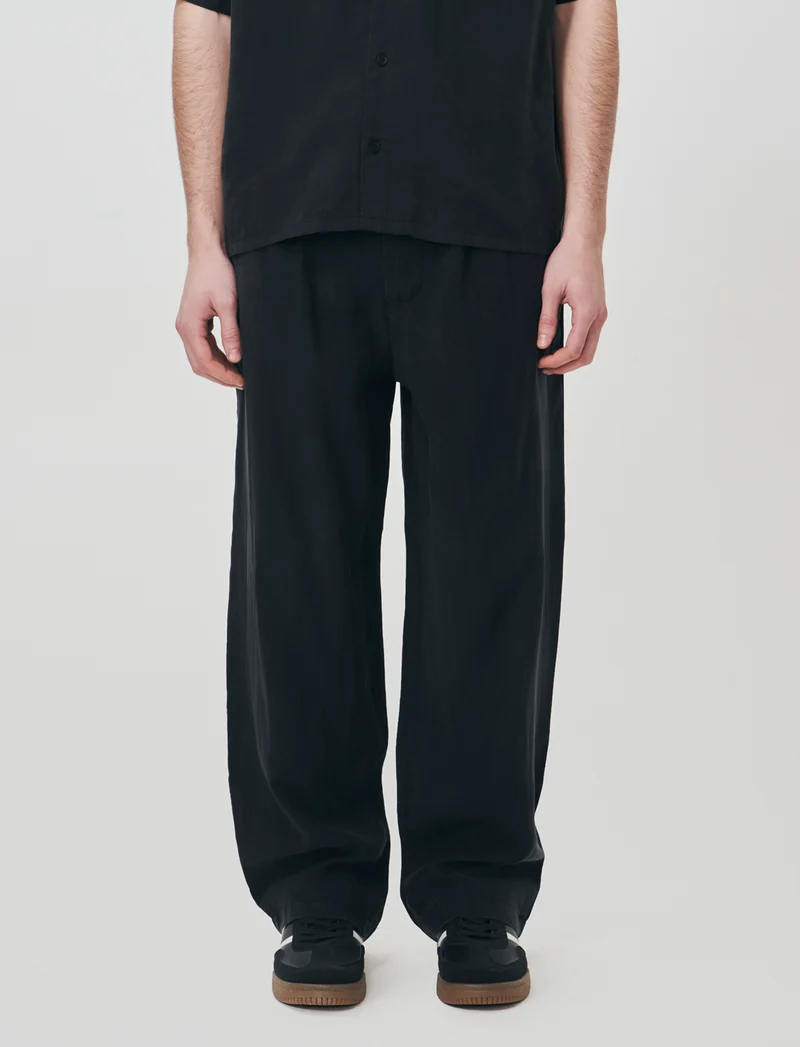 Pantaloni Chino Jogger in Misto Lyocell - Nero