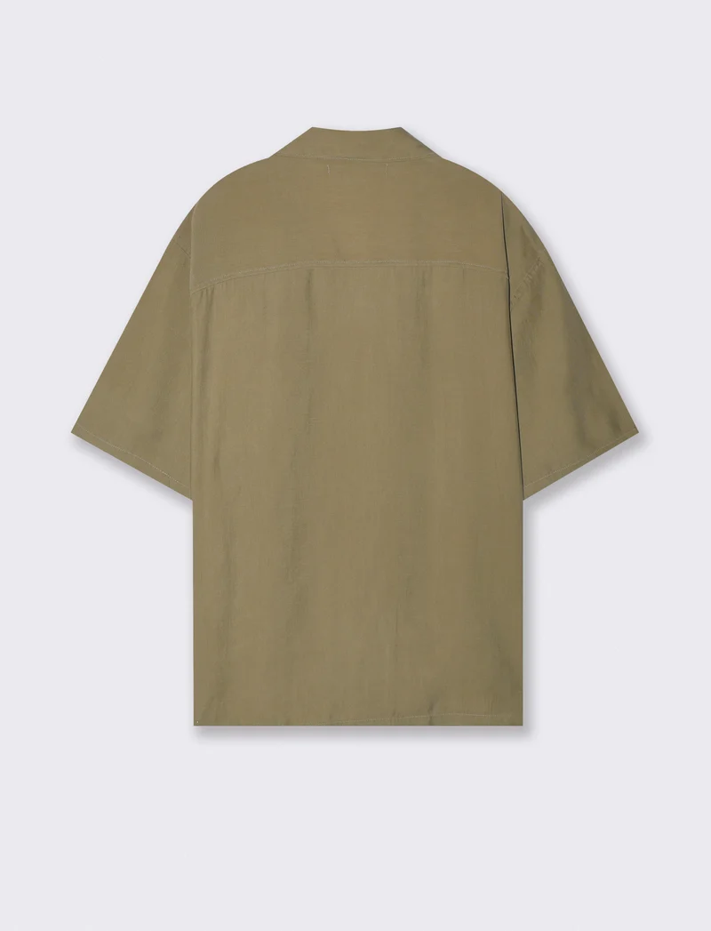 Camicia soft fit in misto lyocell - Verde kaki