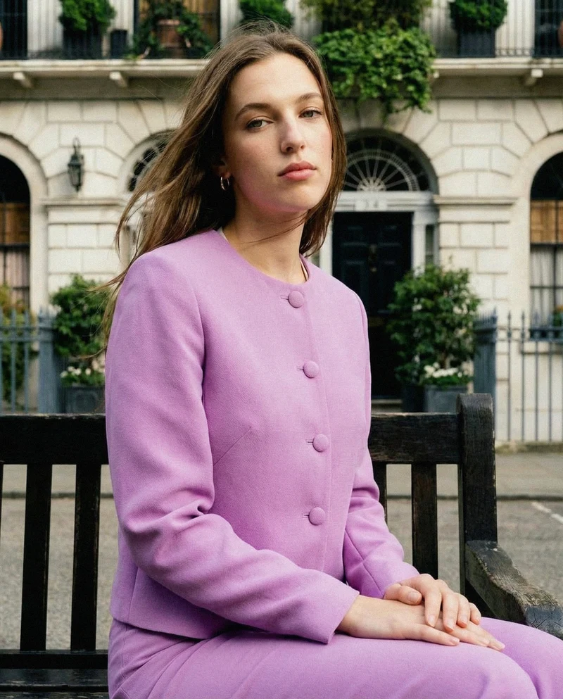 Pantalone Vita Super Alta con Gamba Larga - Viola orchidea