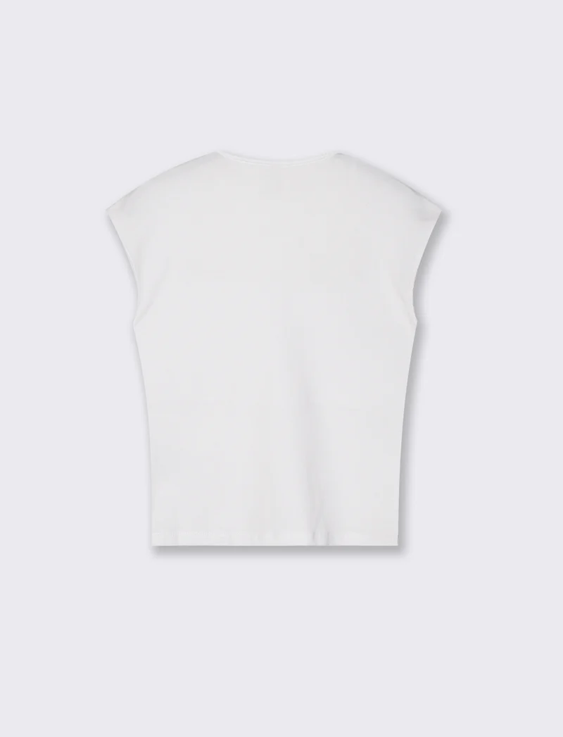T-Shirt Slim con Spalla Scesa e Scollo Quadrato - Bianco