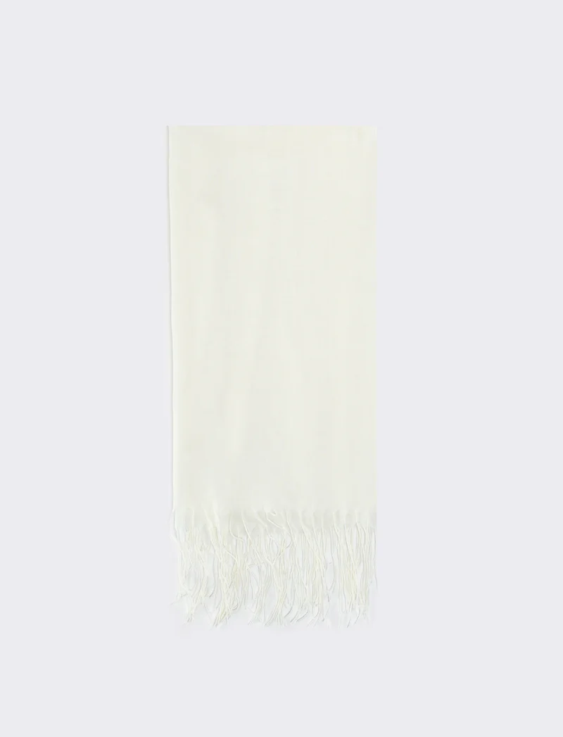 Foulard con frange unito elegante - Bianco