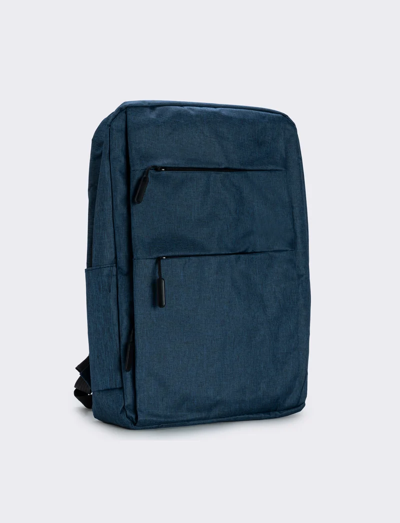 Zaino uomo basic in nylon con zip - Blu