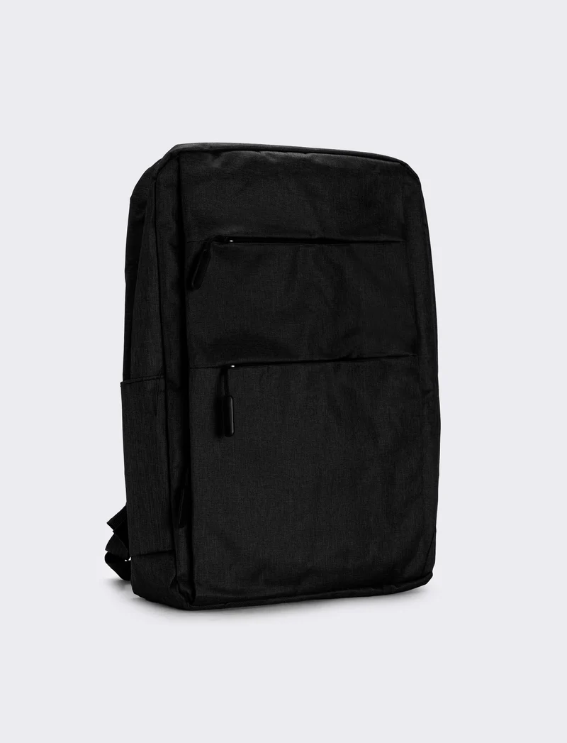 Zaino uomo basic in nylon con zip - Nero