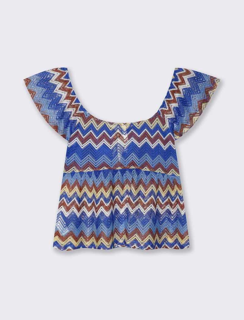 T-shirt con nodo e maniche a volant - var 3