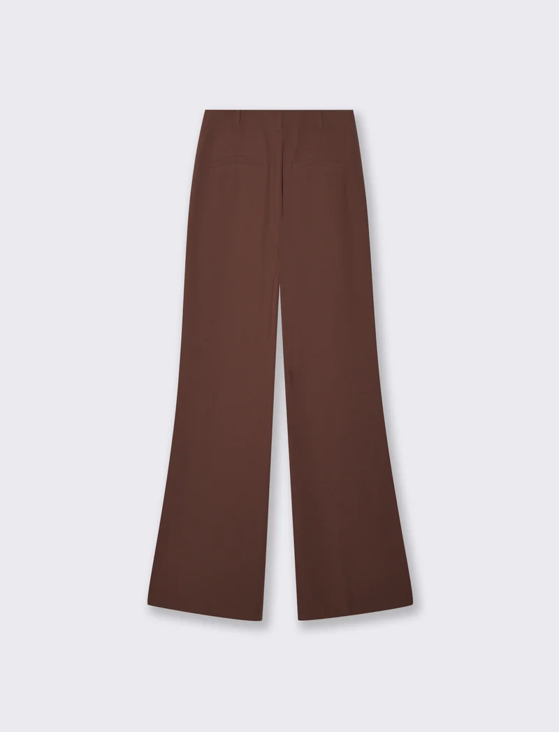 Pantalone a vita alta con gamba larga - Cacao