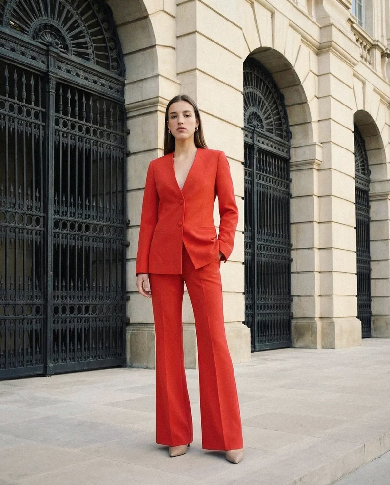 Pantalone a vita alta con gamba larga - Aragosta