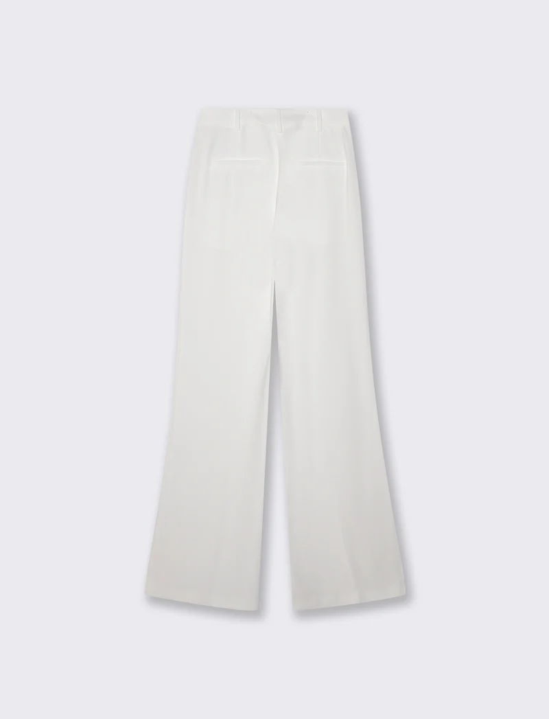 Pantalone a vita alta con gamba larga - Bianco latte
