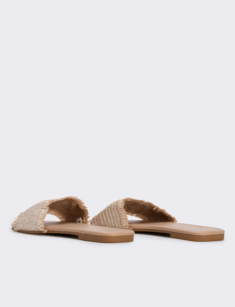 Mule da effetto paglia laminata - Beige