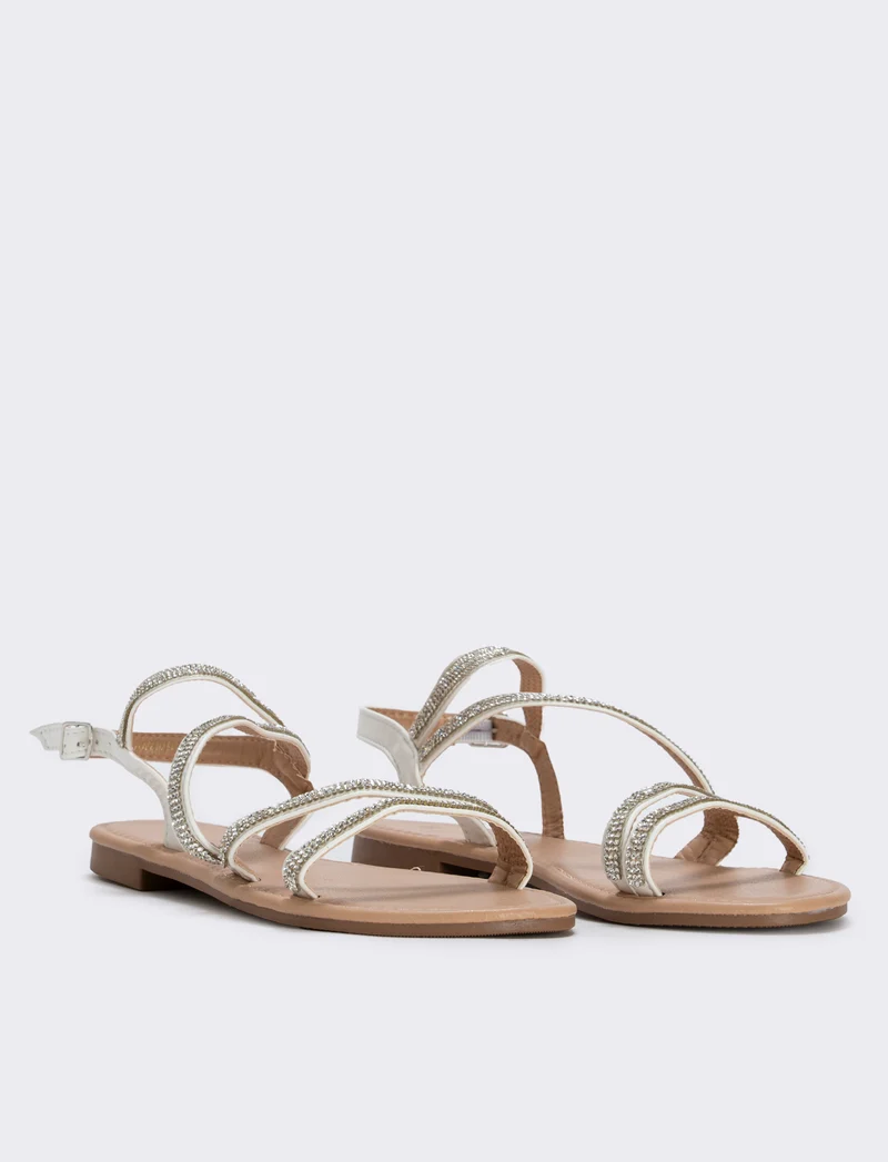 Sandalo da con strass e colori trendy - Bianco