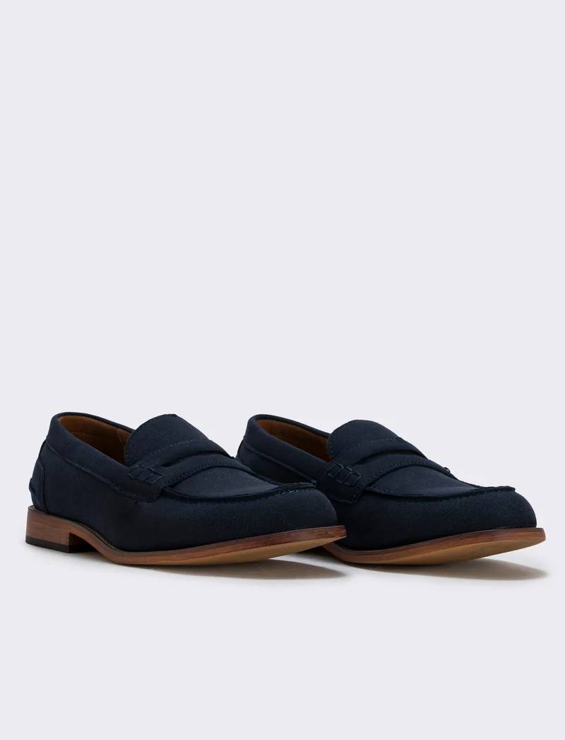 Mocassino scamosciato uomo in poliuretano - Blu