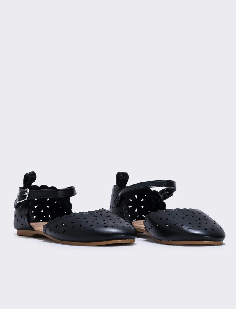 Ballerina traforata in poliuretano - Nero