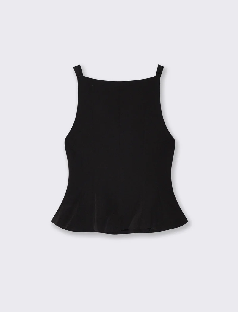 Top con fiocchi sulle spalle per donne - Nero
