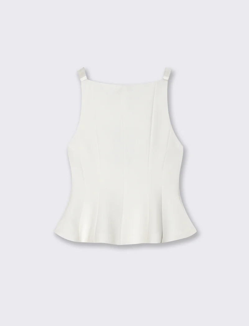Top con fiocchi sulle spalle per donne - Bianco latte
