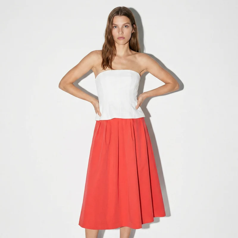 Top a fascia con zip invisibile retro - Bianco latte