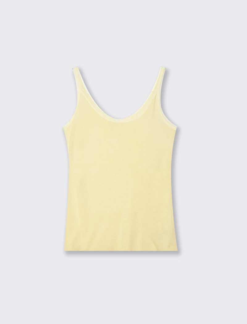 Top con inserti in mesh e bretelle - Giallo pastello