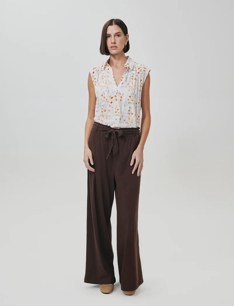 Blusa Giro Maniche Stampata Scollo a V - var 1