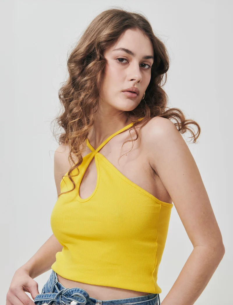 Top Intrecciato e Costine - Giallo limone