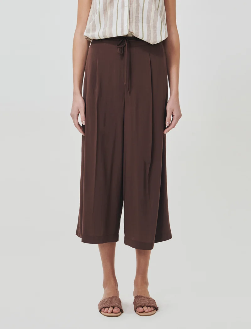 Pantalone Coulotte con Elastico e Coulisse - Marrone cioccolato