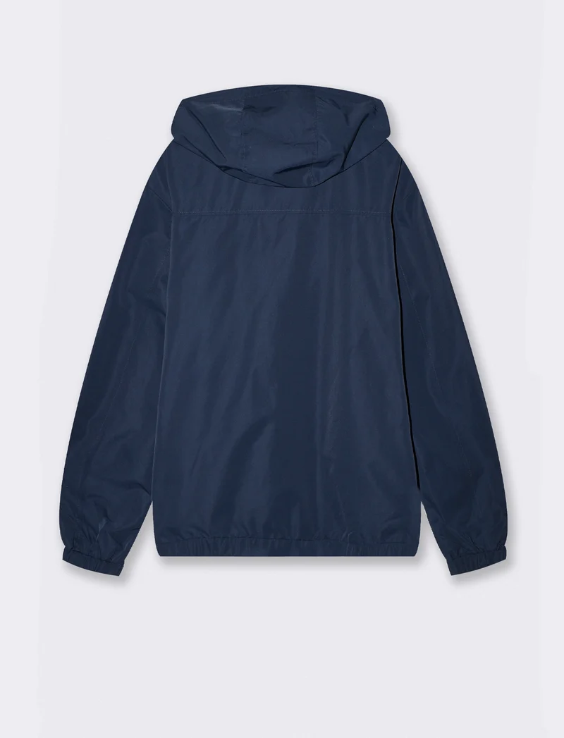 Giubbotto tecnico con cappuccio e suede - Blu
