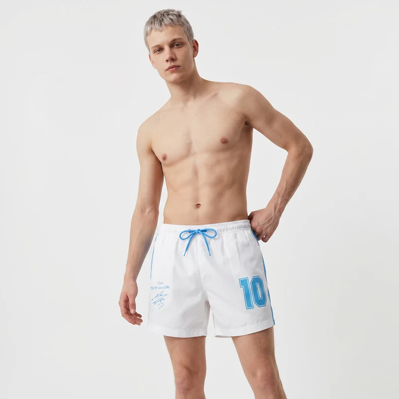 Costume mare D10S con stampa e laccio - Bianco
