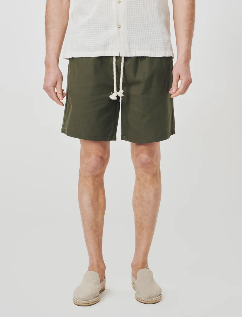 Bermuda Jogger in Cotone Strutturato - Verde militare