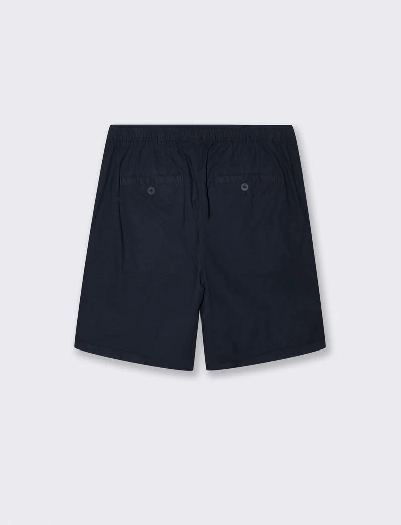 Bermuda Jogger in Cotone con Vita Regolabile - Blu