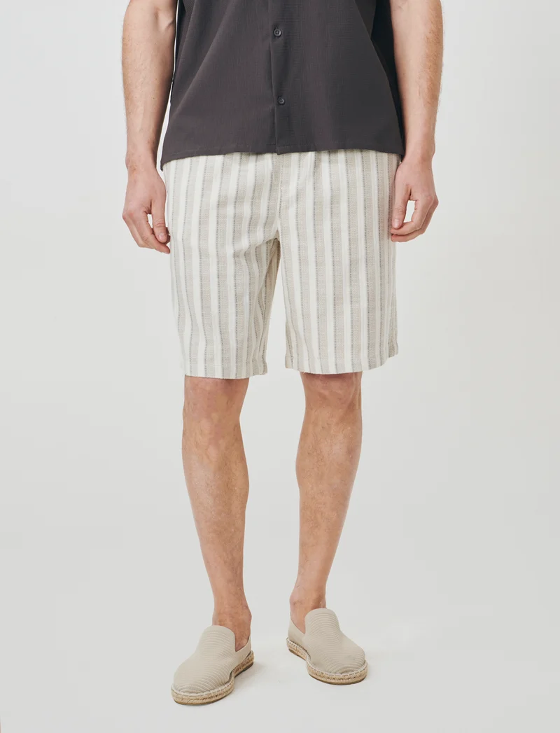 Bermuda jogger effetto maglia rigata - Beige