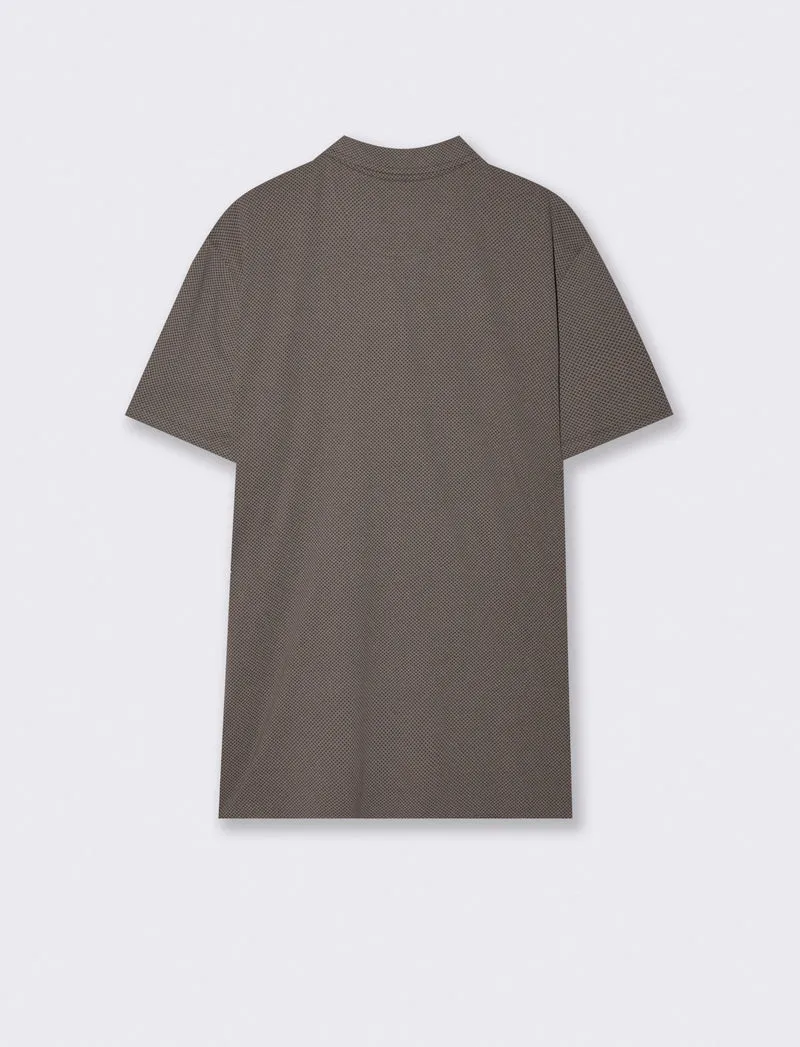 Polo Premium in Cotone Stampato All Over - Moro