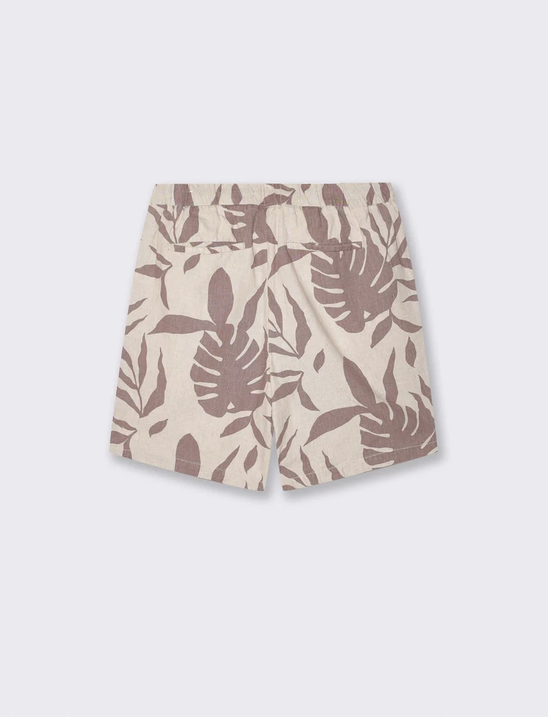 Bermuda Jogger in Lino Floreale - Beige