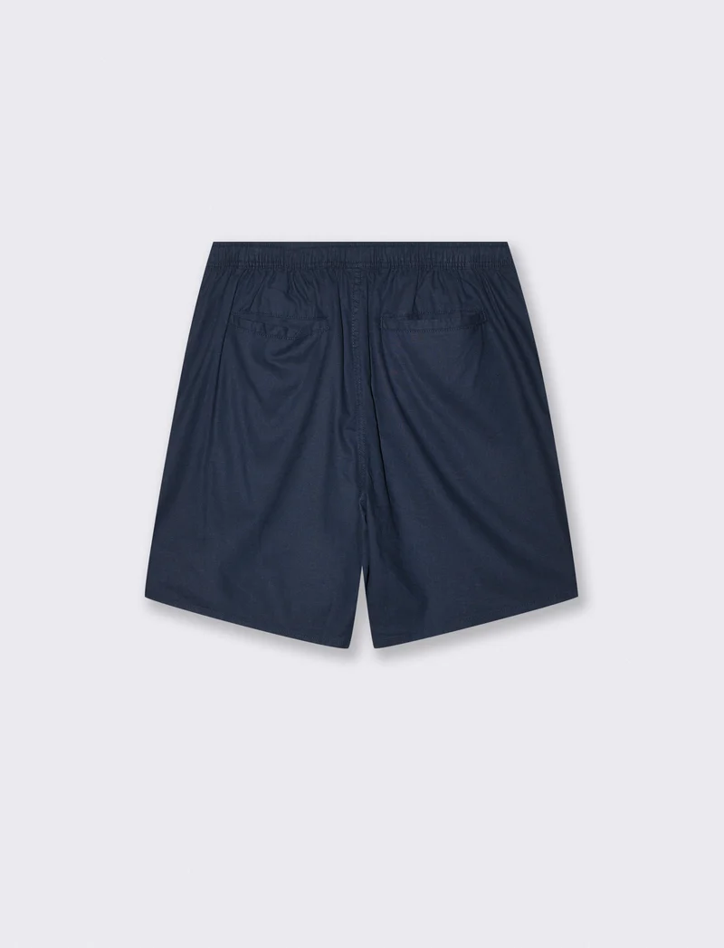 Bermuda Jogger in Misto Lino con Tasca - Blu