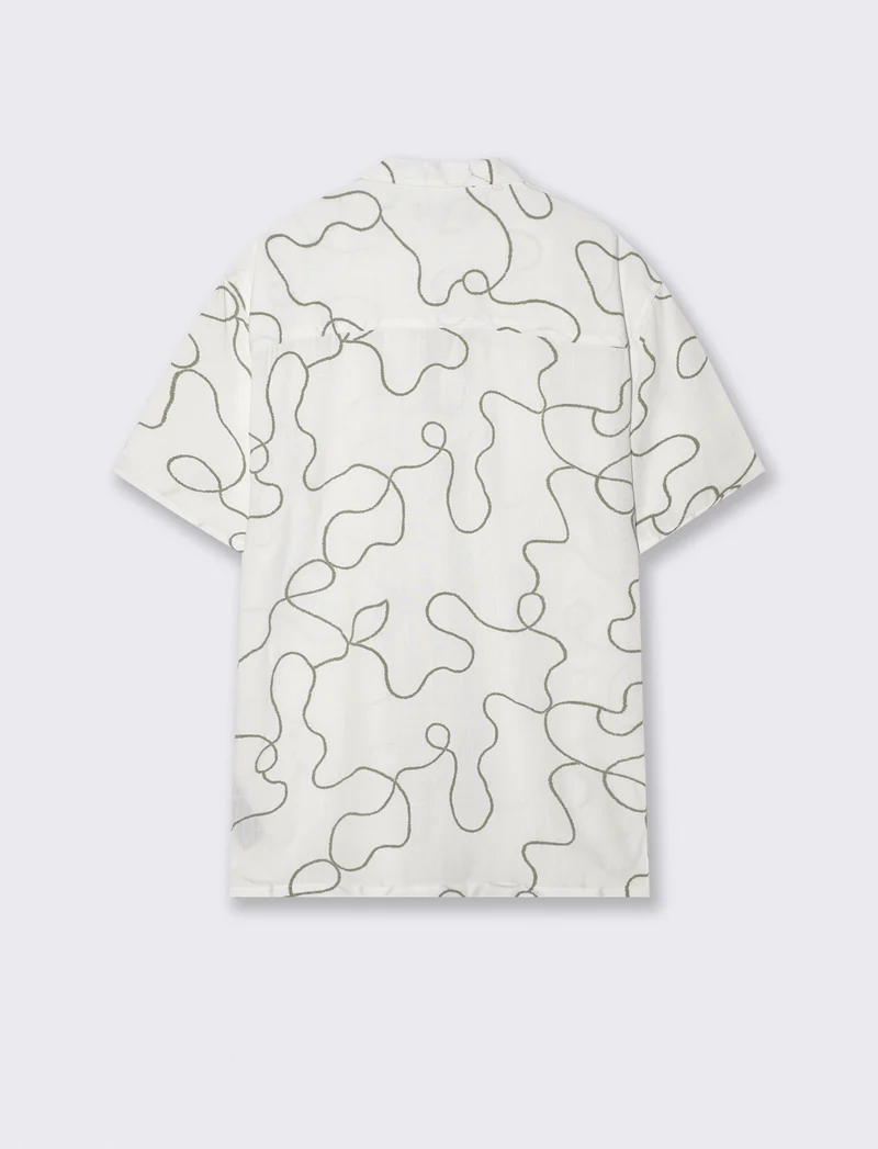 Camicia viscosa con stampa puff 3D - Bianco