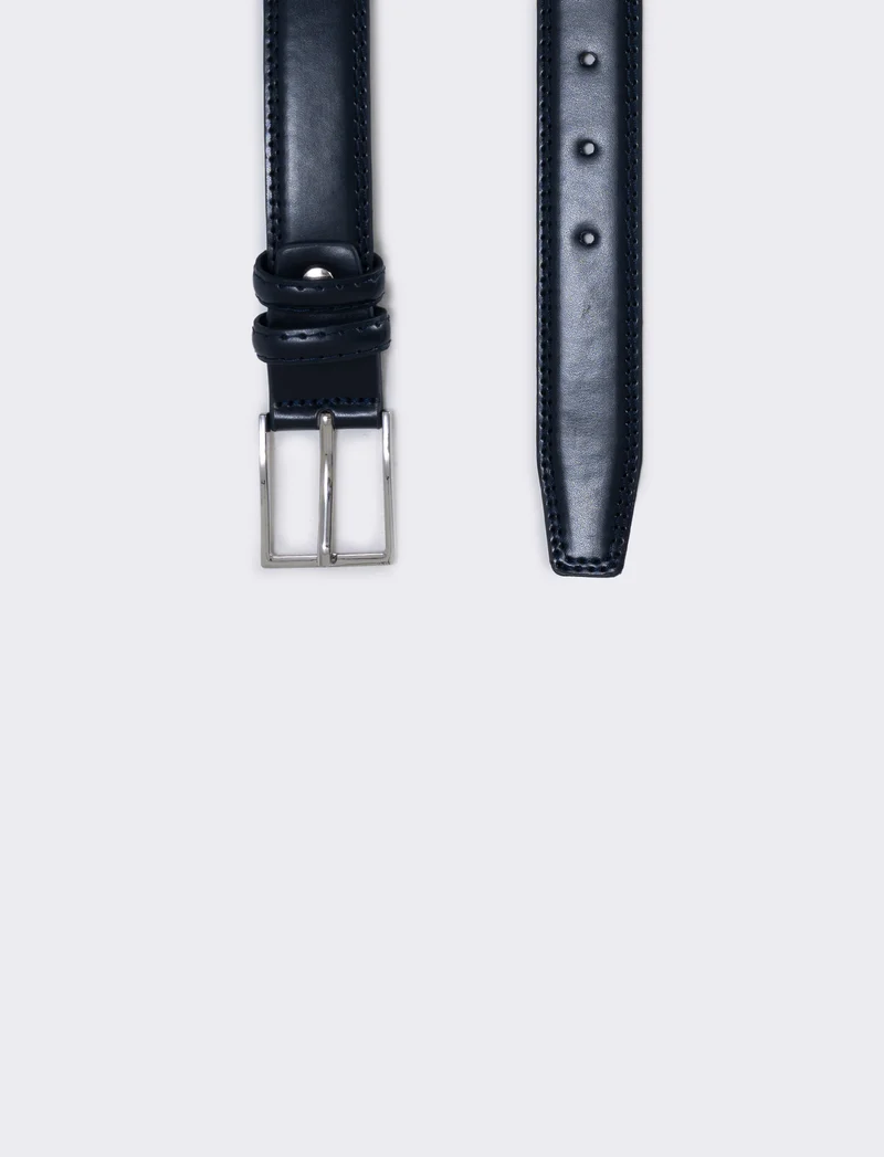 Cintura liscia classica 3,5 cm - Blu