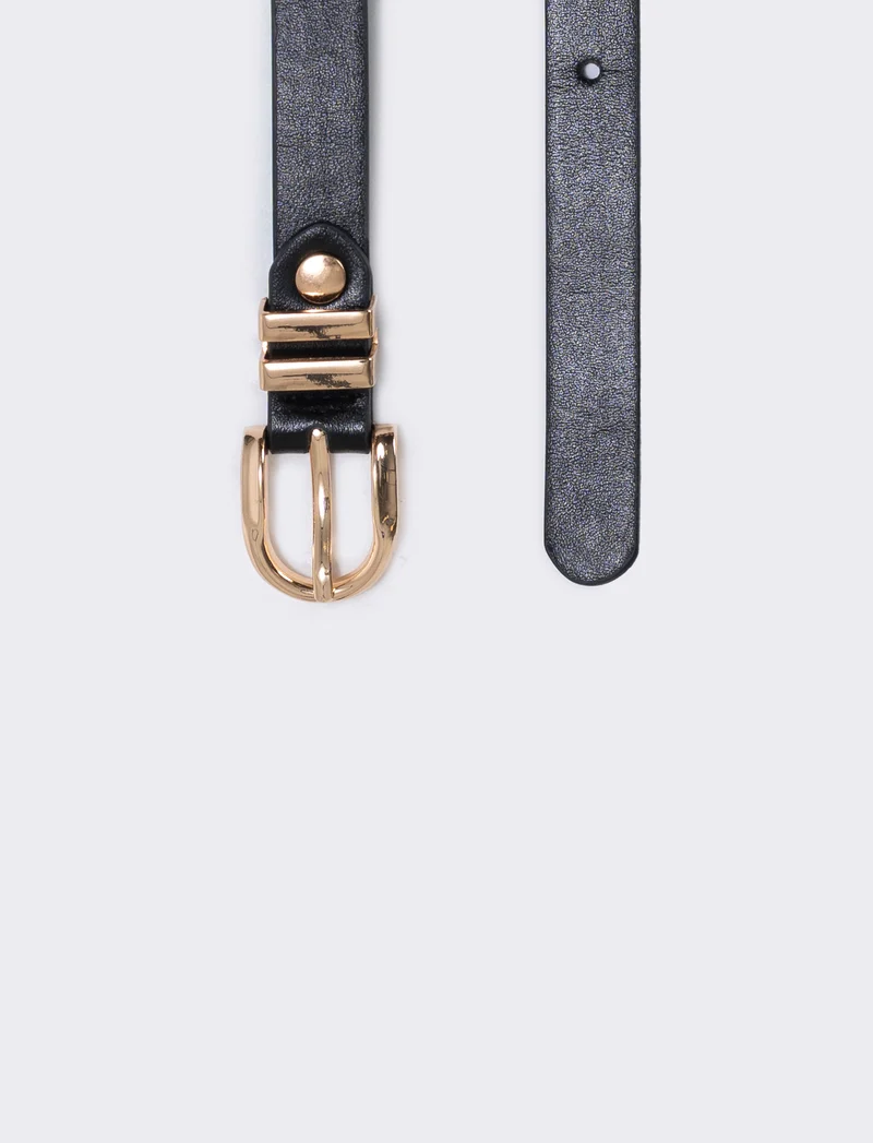 Cintura doppio passante in metallo 1,5 cm - Nero-oro