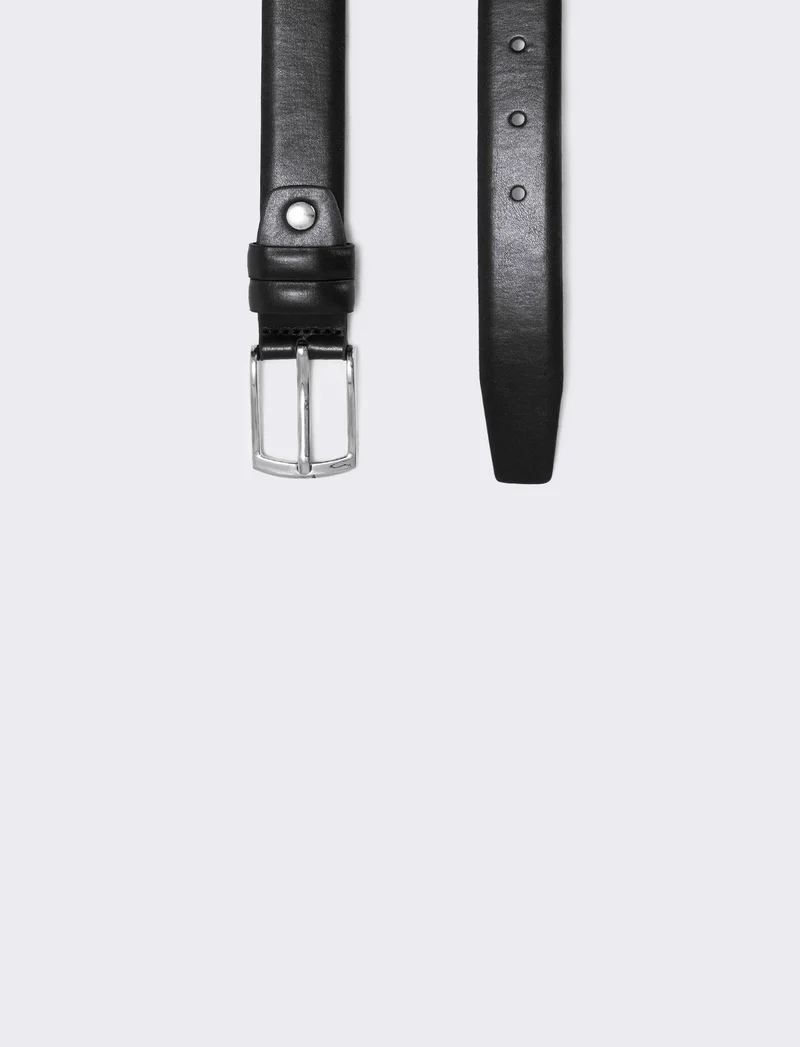 Cintura liscia basic con 2 passanti - Nero