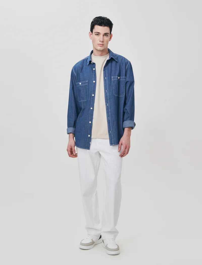 Camicia in denim leggero effetto slavato - Denim