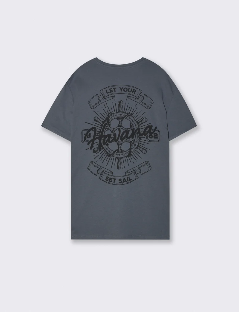 T-shirt cotone con stampa a contrasto - Avion