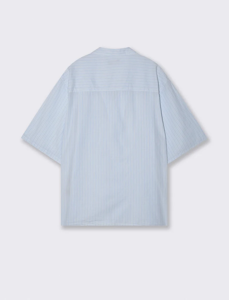 Camicia boxy fit in cotone a righe - Celeste