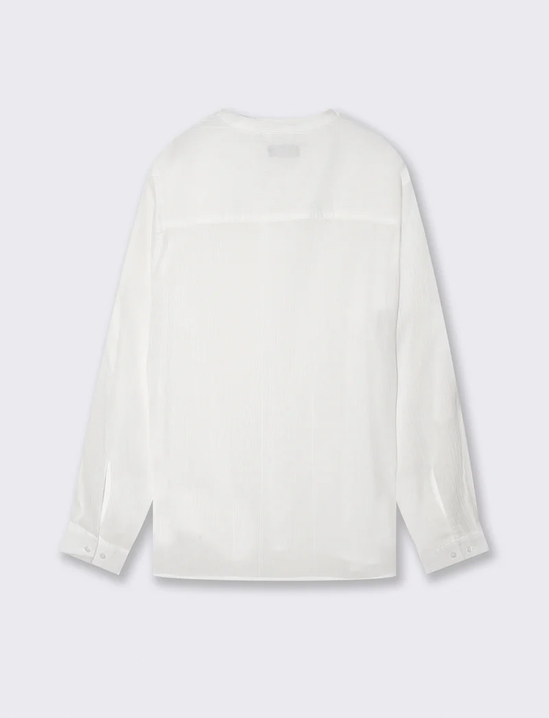 Casacca coreana effetto crepe in cotone - Bianco