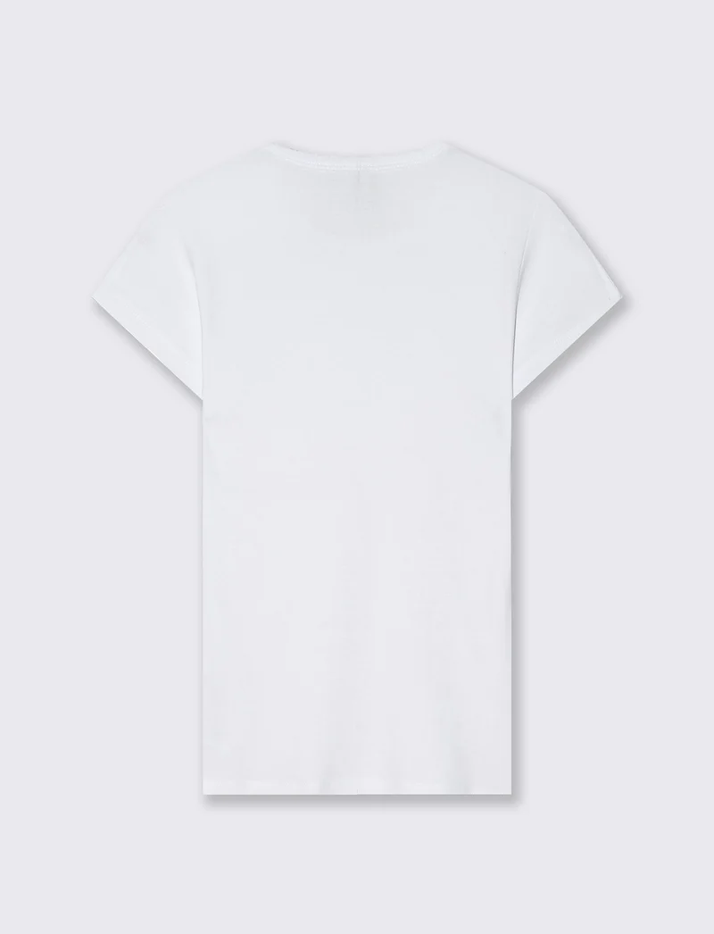T-Shirt Basica Mezza Manica Girocollo - Bianco