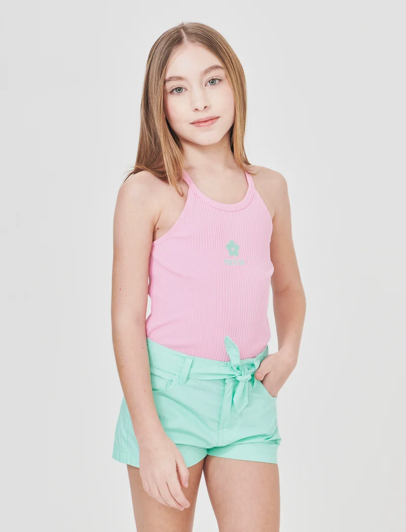 Shorts in cotone con elastico in vita - Rosa