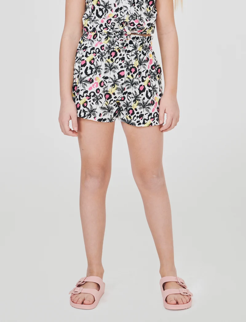 Short estivo in viscosa con fiocco - Bianco