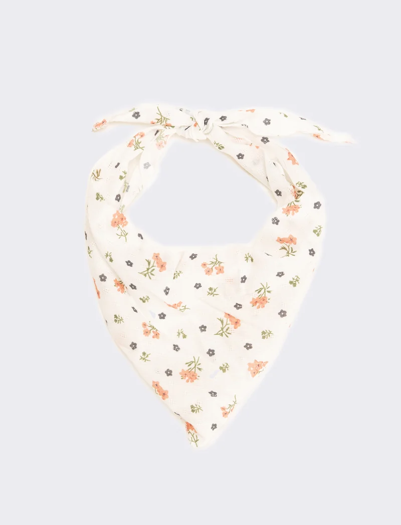 Foulard bambina triangolo fiorellini - Bianco