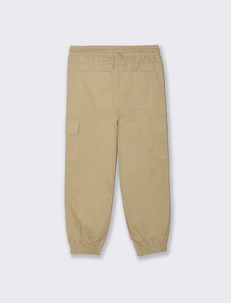 Jogger cargo in cotone con tasconi - Beige