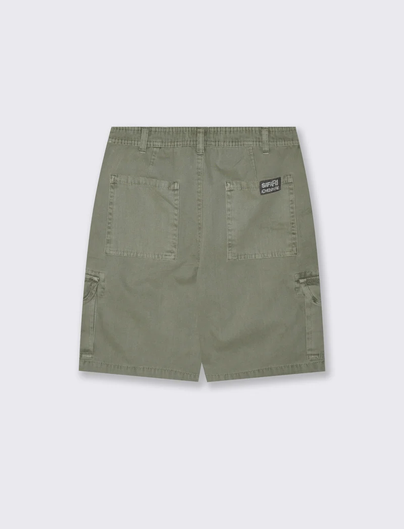 Bermuda in twill con tasconi e tasche - Verde