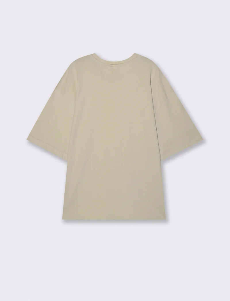 T-shirt boxy fit in cotone girocollo - Grigio ghiaccio