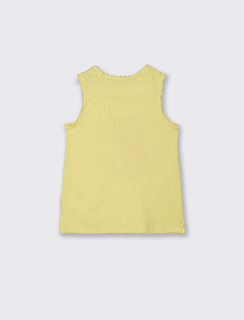 Canotta in cotone con rouches estive - Giallo