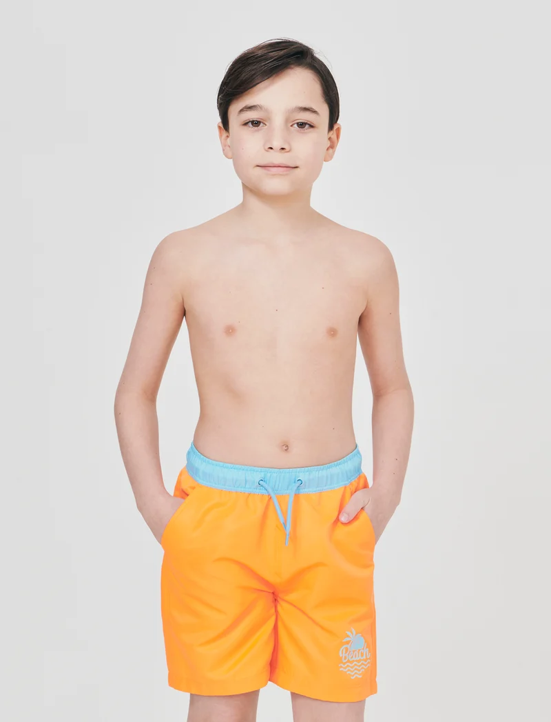 Costume boxer bicolore con bustino - Arancio