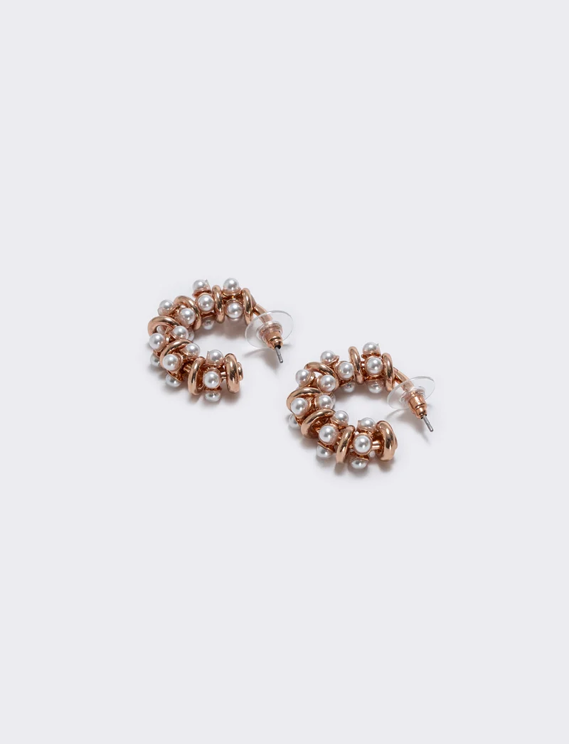 Cerchi con perline per donne eleganti - Oro rosa